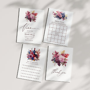 Tarjeta De Agradecimiento Vino Antes de Votos Floral Vino Despedida de Solte