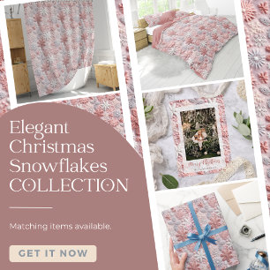 Calcetín Navideño Pequeño Navidades elegantes copos de nieve rosa