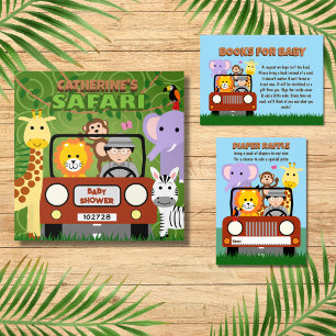 Tarjeta De Recepción Zoo de Safari Jungle Animal Baby Shower Diaper Raf