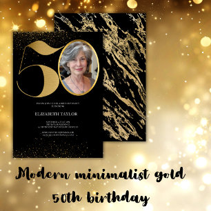 Tarjeta De Agradecimiento Moderno minimalista falso purpurina de oro 50 años