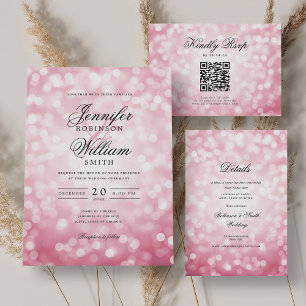 Elegante Bokeh Wedding RSVP Luce rosa Rubor