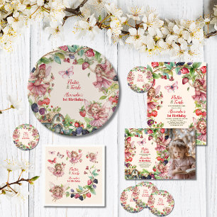 Servilleta De Papel Magical Fairy Strawberry Garden Pixie 1º cumpleaño