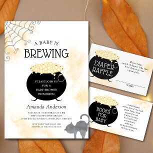 Tarjeta De Recepción Libros para Baby Brew Halloween Baby Shower
