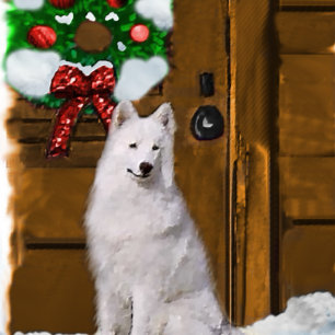 Tarjeta Festiva Regalos de Navidades Samoyes