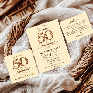 Tarjeta De Agradecimiento Cumpleaños 50 & Fabuloso Neutral Leopardo