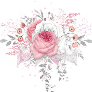 Invitación Boda de Peony Florals Rosa y Plata
