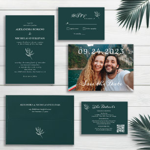 Invitación Boda elegante y moderno de la paleta verde esmeral