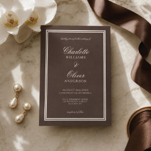 Póster Boda Clásica de Dinero Antiguo Marrón Oscuro