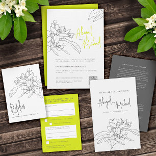 Invitación Esbozo de lápiz de cítricos limón boda amarillo