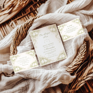 Tarjeta De Agradecimiento Ducha de Novia Pareja Perfecta Perla Elegante