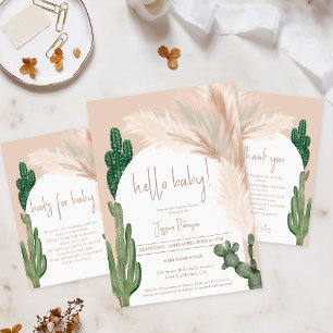 Invitación Boho arco floral rosa chica hola bebé ducha