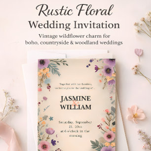 🌹 Invitación a la boda floral de Rubor y Plum 💐 