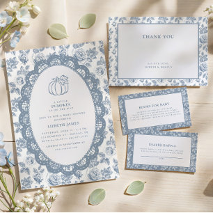 Tarjeta De Recepción Chinoiserie Ajuar de Bebé Azul