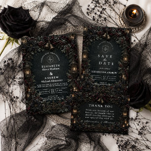 Tarjeta De Agradecimiento Boda de invierno gótica