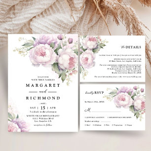 Invitación Una Boda Elegante Y Polvorienta Peonia Púrpura Sal