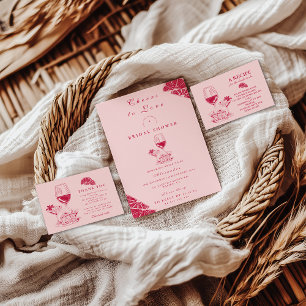 Invitación Brunch de Novia con Vino Rosado y Cítricos