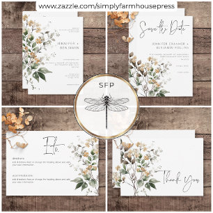 Tarjeta De Agradecimiento Boda de Flores Silvestres Rústicas Tan Fall