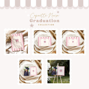 Tarjeta De Agradecimiento Graduación de la enfermera Fancy Coquette Pink Bow