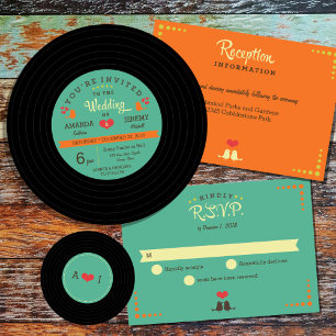 Servilleta De Papel Boda de grabación de vinilo retro moderno