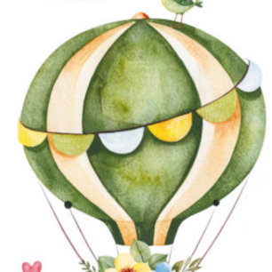 Invitación Chica Floral Sage Green Hot Air Balloon  Baby Show