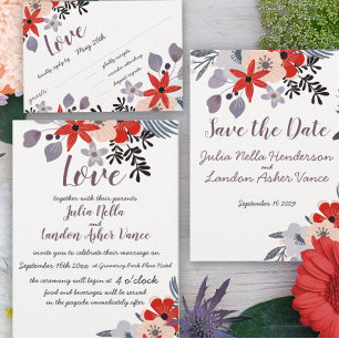 Invitación Boda de Tipografía de Chevron gris de la Marina de