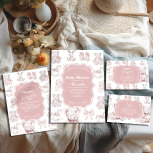 Servilleta De Papel Juguetes rosados Toile De Jouy Baby Shower
