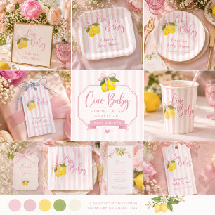 Servilleta De Papel Invitación de Baby Shower para Niñas Ciao Baby Lem