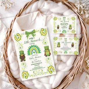 Tarjeta De Recepción Cute Lucky Little Shamrock Diapper Raffle