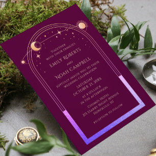 Invitación Moda mística Fuchsia Dorada Ducha