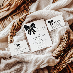 Invitación Ducha de Novia con Lazo de Perla Negra