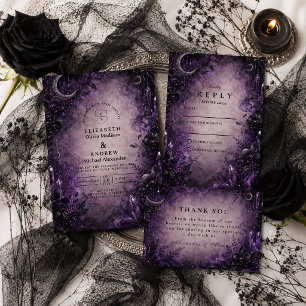 Tarjeta De Agradecimiento Boda Gótica Púrpura Gótica