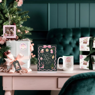 Impresión Metalizada Navidades clásicos merry y rosados Santa Rosa retr