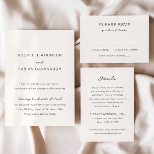 Tarjeta De Recepción Rochelle Cream Moderno y Elegante Boda Contemporán