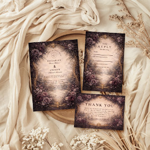 Invitación Boda de Rosa Gótica Barroca