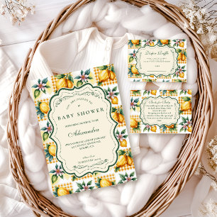 Invitación Ducha de Bebé Floral de Cítricos Frescos