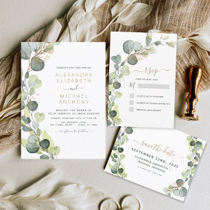 Invitación Eucalyptus Greenery Succulent Elegant Wedding
