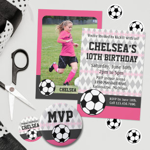 Pegatina Redonda Chica Fiesta de fútbol Personalizado Cumpleaños