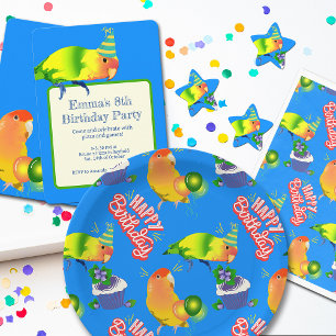 Invitación Lovebird Parrot Birday Party Cute Bright Bird