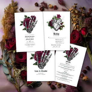 Invitación al código QR del Boda gótico floral bor
