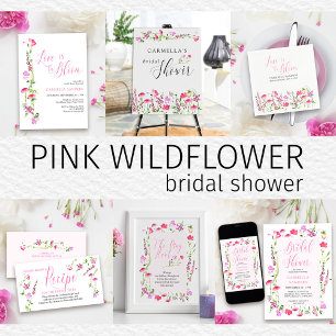 Invitación Flor salvaje rosa elegante ducha de novia femenina