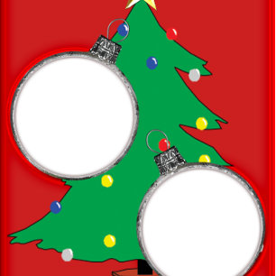 Pegatina Cuadrada Árbol de Navidad con tus fotos