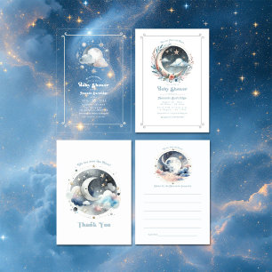 Tarjeta De Agradecimiento Sobre el Baby Shower celestial lunar
