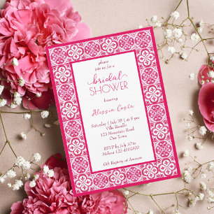 Invitación Fuchsia Majolica magenta azulejos ducha de limón d