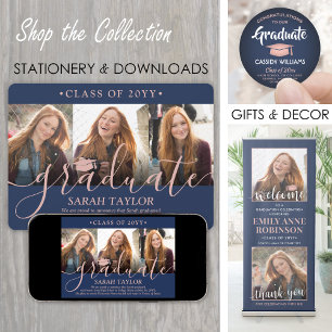 Invitación 4 Guión azul y rosado del partido de graduación fo