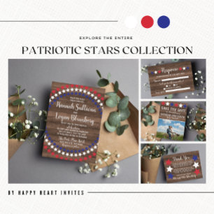 Invitación Boda de fotografía de Estrellas Patrióticas Rústic
