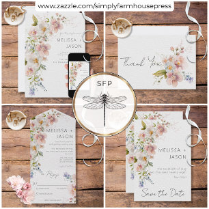 Tarjeta De Agradecimiento Pastel Floral Moderno Boda Gracias