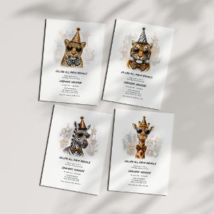 Invitación Animales de fiesta Cumpleaños divertido de jirafa 