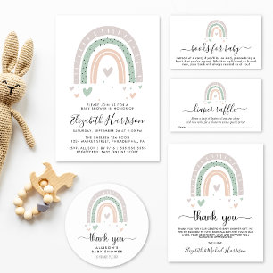 Invitación Baby Shower virtual del arco iris del Boho