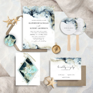 Invitación a la boda minimalista de las olas de ac