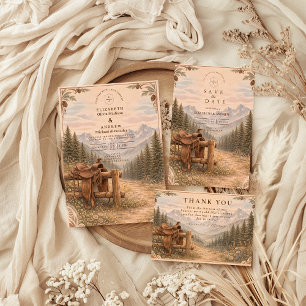 Invitación Boda de Silla Occidental del Bosque de Montaña